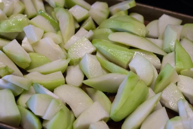 roasted chayote peeled seeded sliced and seasoned