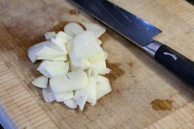roasted chayote sliced garlic