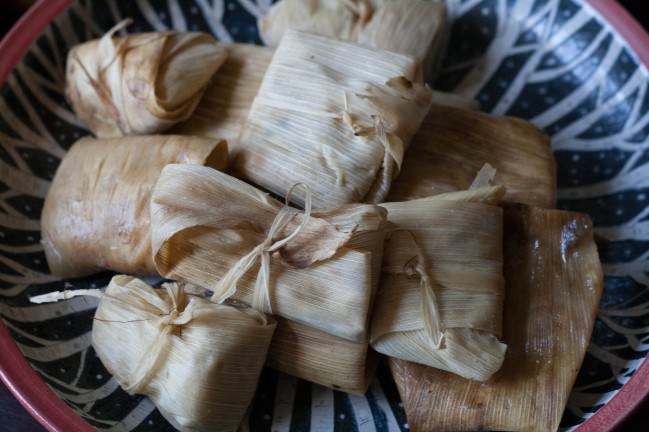 tamales wrapped and steamed