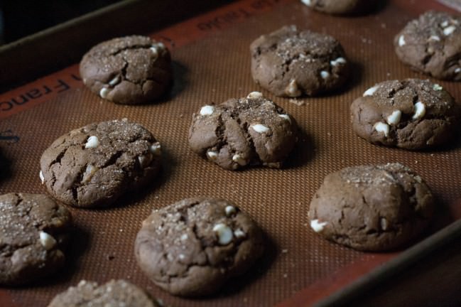 Ginger Ginger Ginger Cookies with White Chocolate baked and cracking