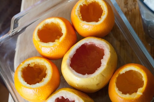 Orange a la Norvegienne hulled citrus