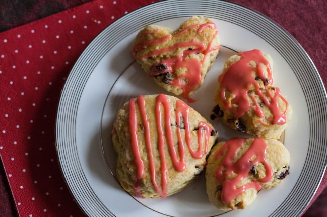 cherry lime scones for valentines day