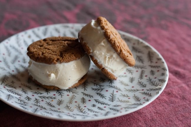 ginger snap eggnog icecream sandwich