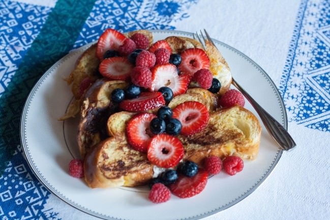 challah french toast and berries