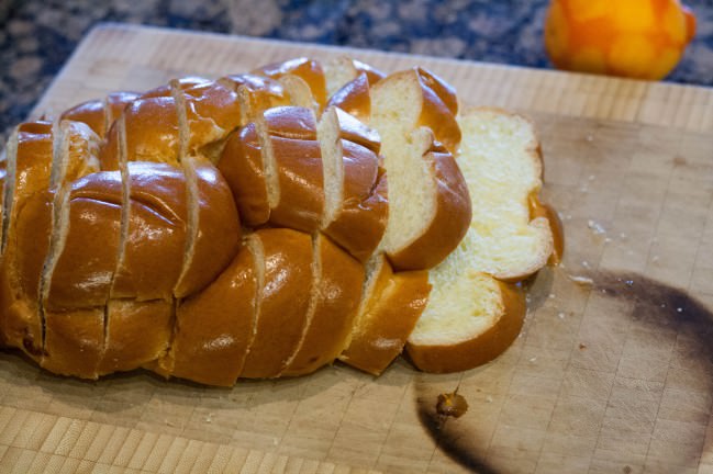 challah french toast bread sliced