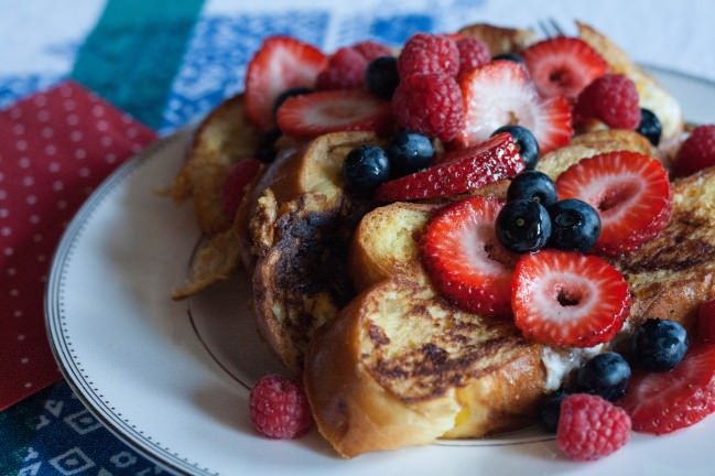 challah french toast with berries