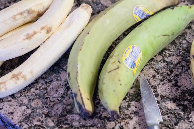 sweet and salty plantains with lime peeling green plantains