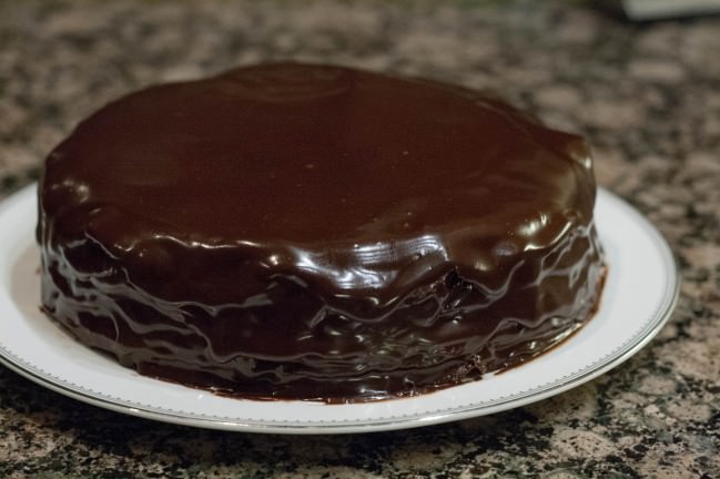 Chocolate Hazelnut Crepe Cake glazed