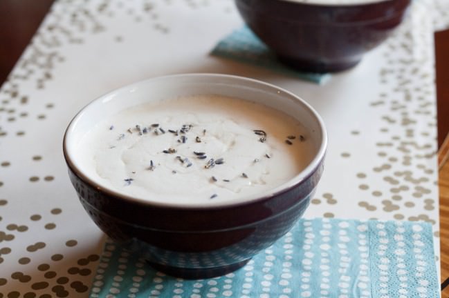 honey tea au lait with lavender