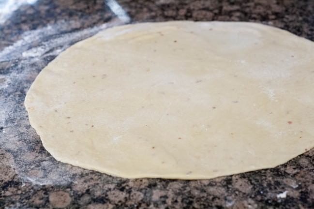 pizza dough rolled out