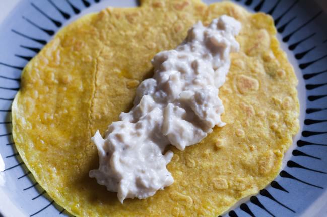 Leftover Crab Dip Crepes fill with crab dip