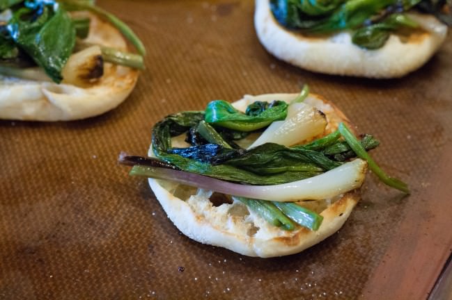 Leftover Crab Dip Melts grilled ramps on English muffins