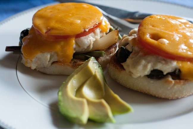 Leftover Crab Dip Melts with avacado
