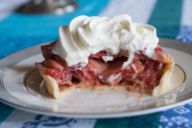 Fresh Strawberry Pie with Rhubarb Curd big bite