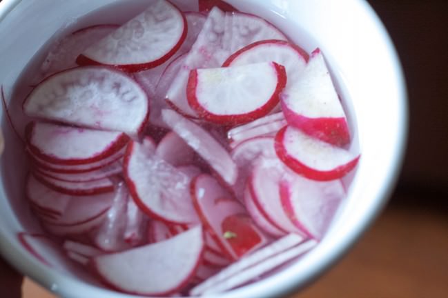 Smoky, Spicy Homemade Buttermilk Dressing radish slices