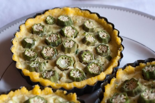 Spicy Polenta Tarts with Okra and Sweet Corn