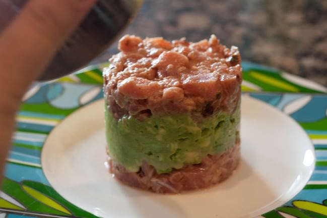 Spicy Tuna and Avocado Tartar unmolding