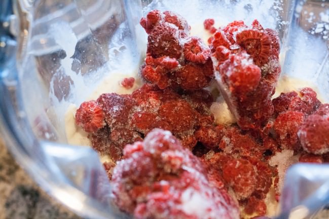 Rose & Raspberry Float add frozen raspberries