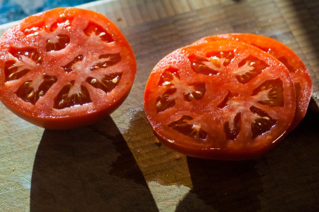 St Brie LT sliced jersey tomatoes