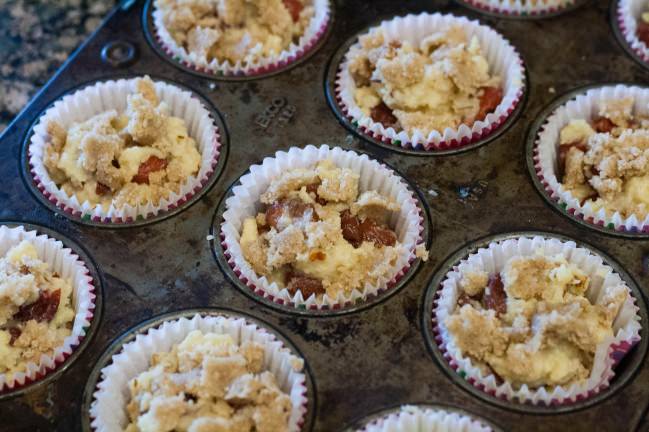 Cherry Almond Gluten Free Muffins ready to bake