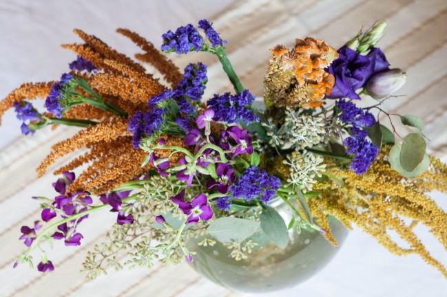 Fall Centerpieces blue and rust