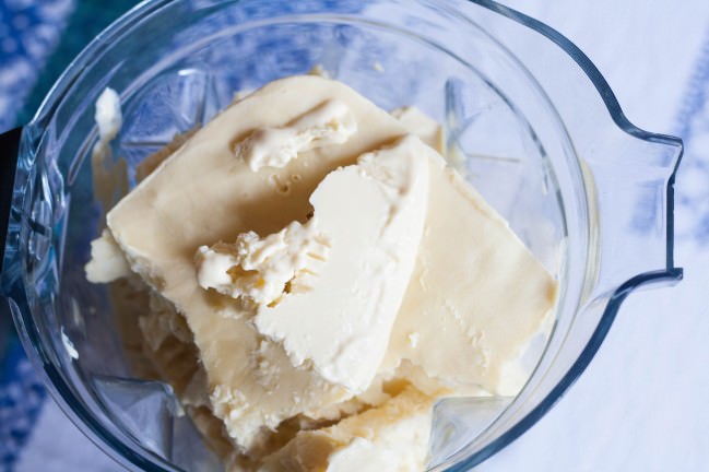 Lemon Verbena Sheep's Yogurt Ice Cream in the blender