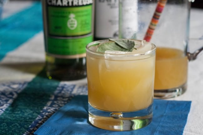 Pineapple Sage Cocktail with chartreuse