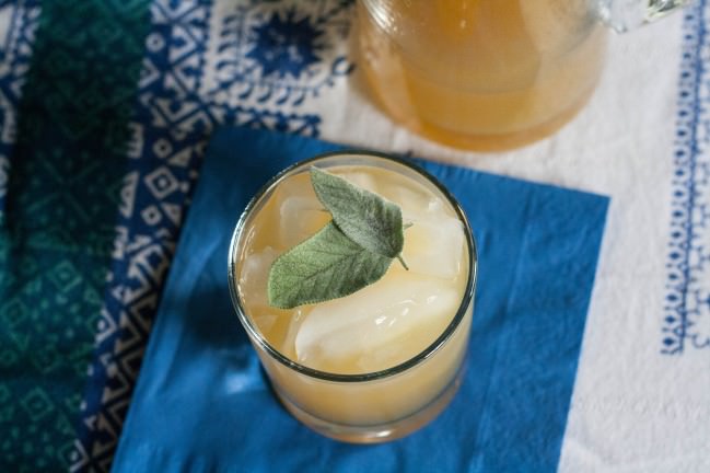 Pineapple Sage Cocktail with fresh sage