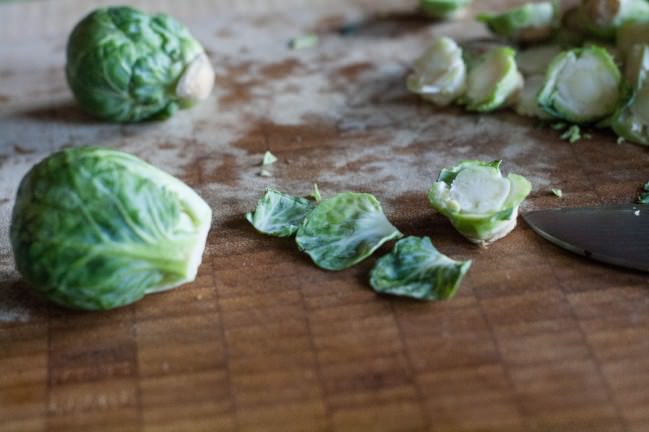 Runny Egg Pizza (Guanciale Béchamel) Brussels leaves