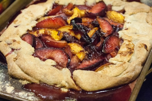 Stone Fruit Crostada with Rye Almond Crust baked