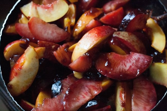 Stone Fruit Crostada with Rye Almond Crust peach and plum filling