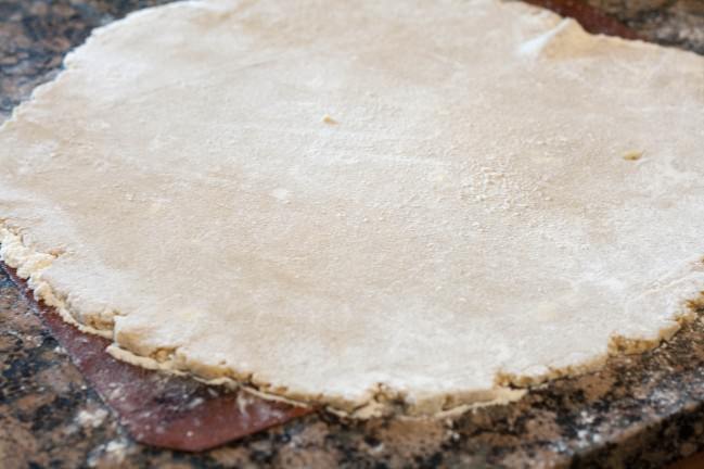 Stone Fruit Crostada with Rye Almond Crust rolled out crust