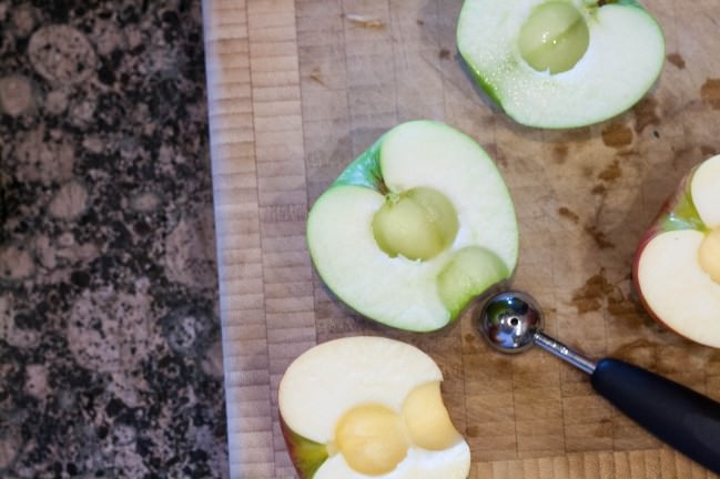 Fall Kale Salad with Spicy Garbanzos halved apples