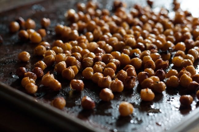 Fall Kale Salad with Spicy Garbanzos roasted