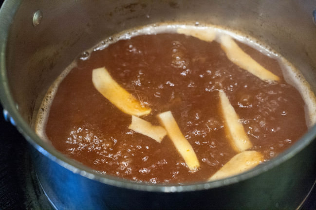 Sour Cherry Apple Cider Caramels reducing cider