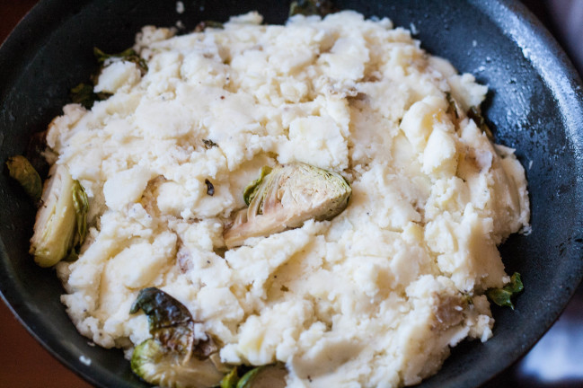 Bubble and Squeak Thanksgiving Leftovers Brussels with mashed potatoes