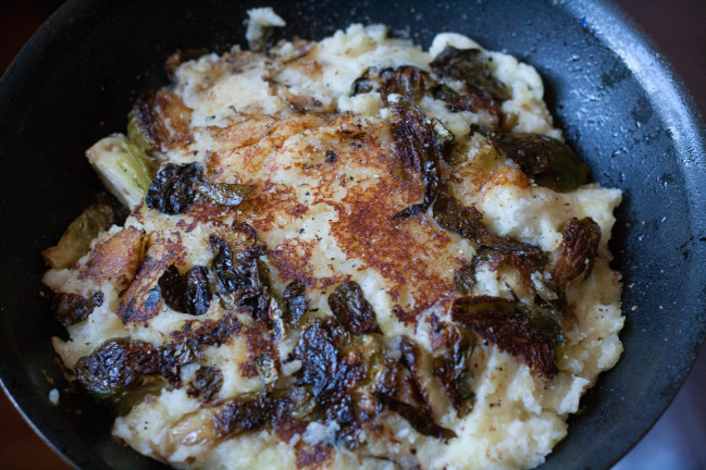 Bubble and Squeak Thanksgiving Leftovers crunch potatoes flipped