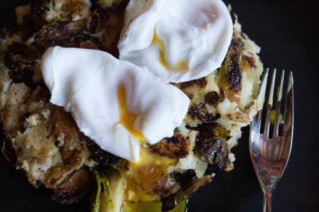 Bubble and Squeak Thanksgiving Leftovers poached eggs
