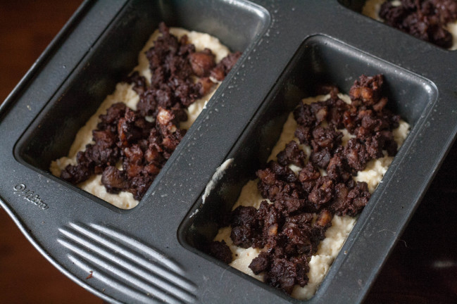 Chocolate Chestnut Coffee Cake layered batter