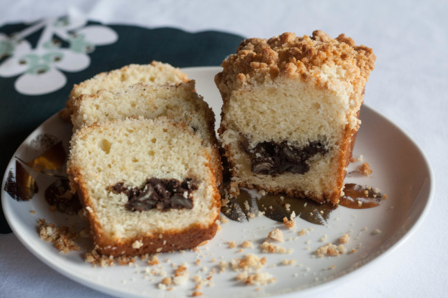 Chocolate Chestnut Coffee Cake sliced