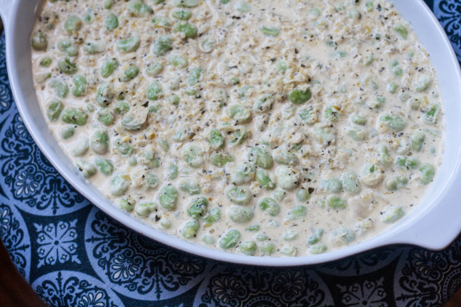 Lima Bean Gratin ready for topping