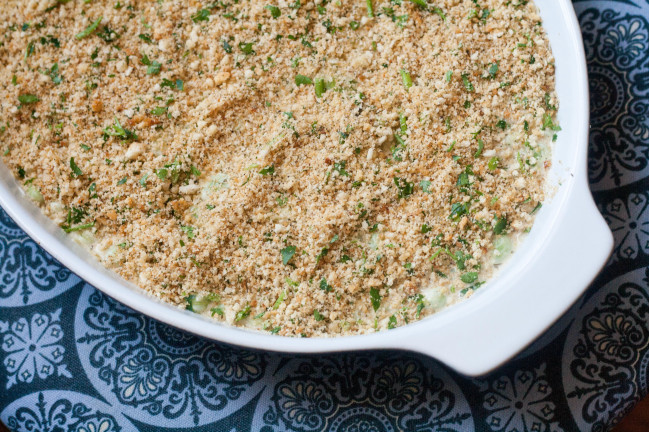 Lima Bean Gratin topped for oven