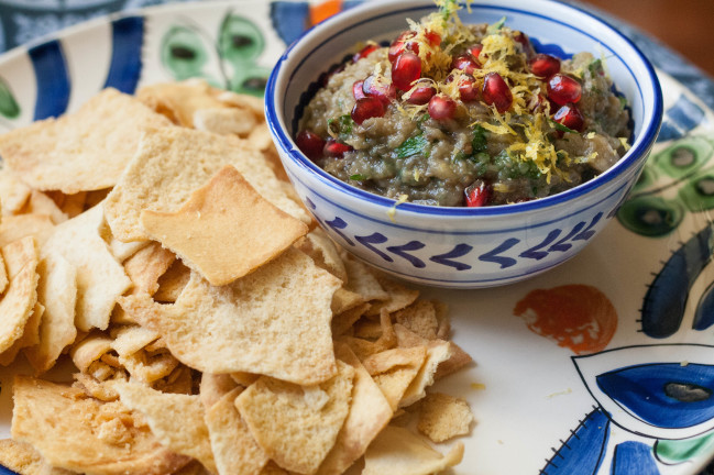 Baba Ganoush via Jerusalem with pita chips