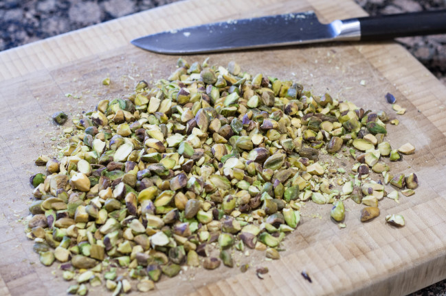 Citrus Flowers with Spicy Pistachio Brittle chopped pistachios