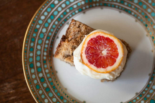 Dense Walnut Cake with blood orange