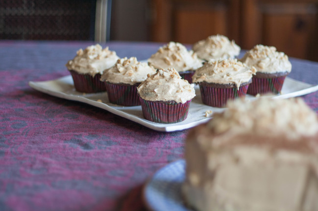 Happy Birthday Dempsey Peanut Butter and Chocolate Cake cupcakes