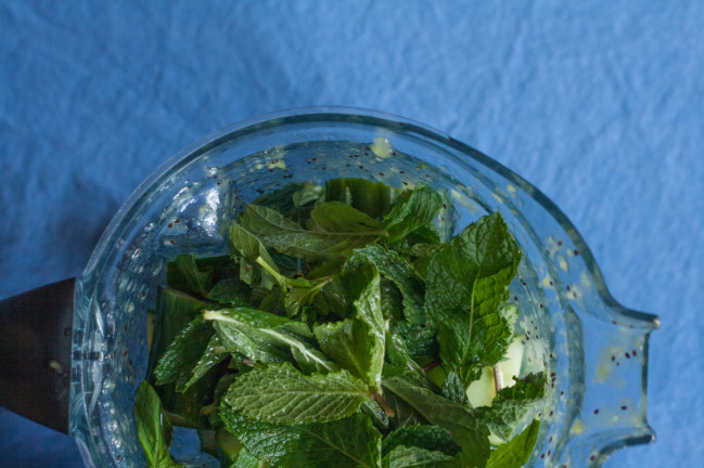Cucumber Mint Lime Agua Fresca in blender