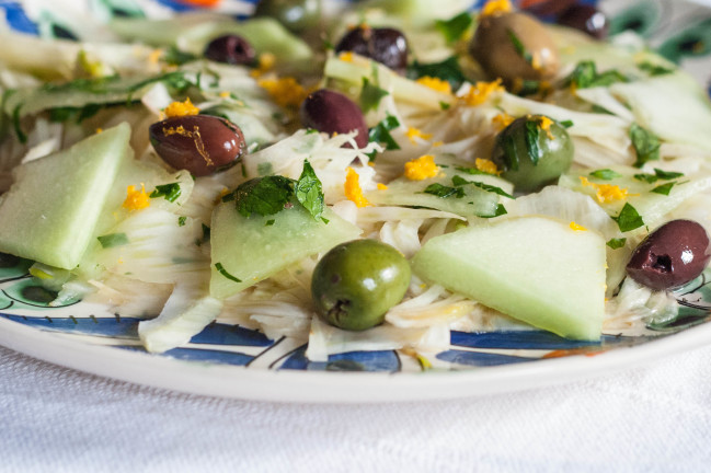 Olive Honeydew Winter Summer Salad green olives