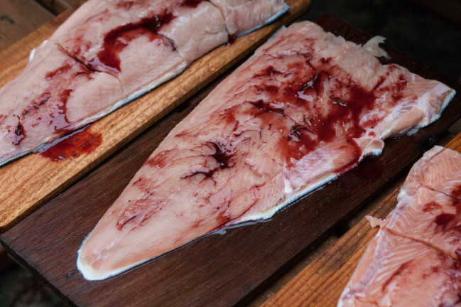 Cedar Plank Salmon with Cherry Glaze ready for grill