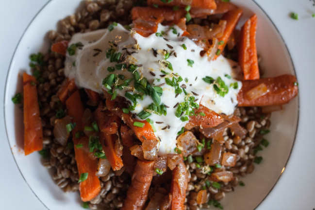 Carrot Wheat berry Salad with Yogurt